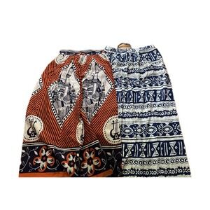 Vintage Ethnic African Tribal Geometric Cotton Print Full Long Skirts